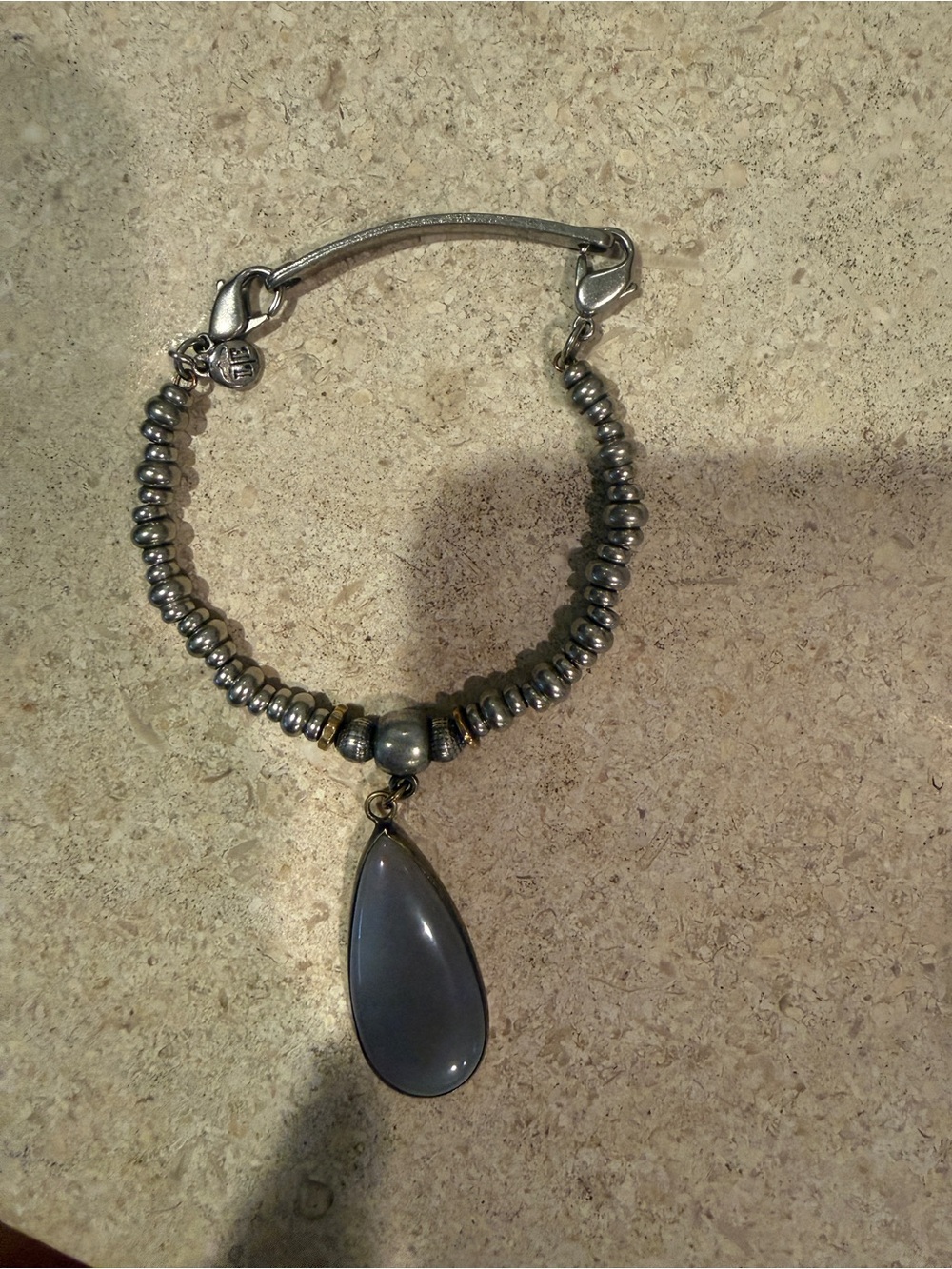 Lenny Kravitz Silver-Tone Beaded Pendant Bracelet